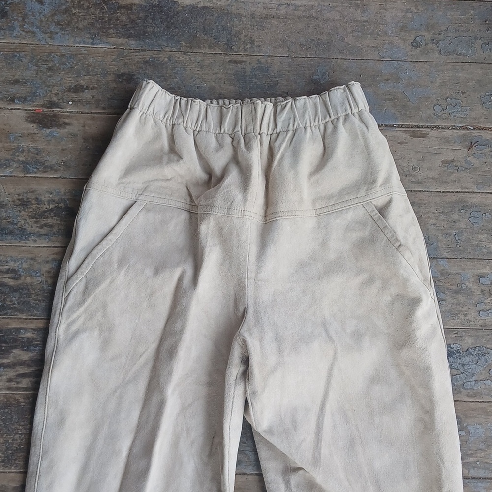 EUC Toffs Genuine Leather Tan Pull On Pants Size Small - Picture 2 of 7